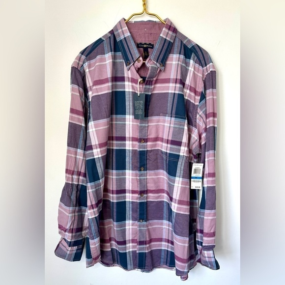 NWT Club Room Purple Blue Plaid Woven Long Sleeve Button Up Shirt Men’s XL - Picture 1 of 8